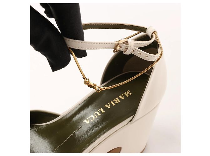 Autre Marque Maria Luca Giulia Platform Slingback Chunky Block Heels in Beige, Size 37 EU - Ansicht 12