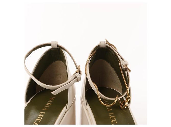 Autre Marque Maria Luca Giulia Platform Slingback Chunky Block Heels in Beige, Size 37 EU - Ansicht 6