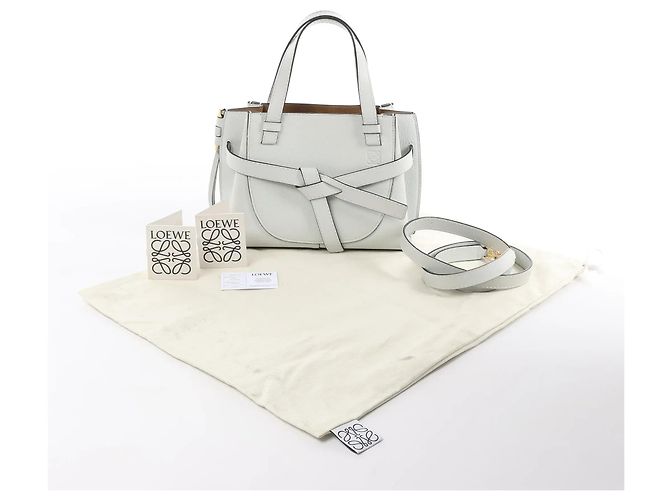 LOEWE Gate Mini Top Handle Leather 2Way Handbag in Gray Grey - view 14