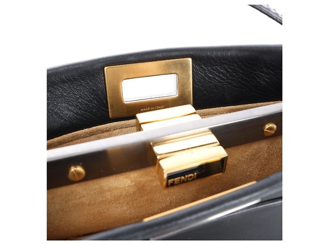Borsa a mano 2Way Fendi Peekaboo Mini in pelle Nero 8BN227 Marrone - vista 10
