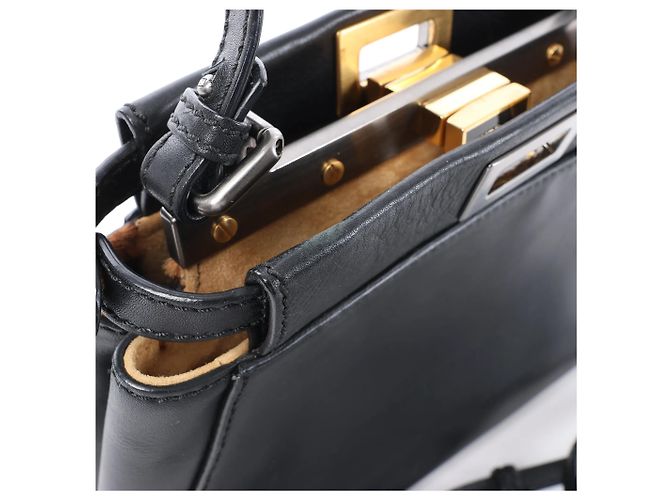 Borsa a mano 2Way Fendi Peekaboo Mini in pelle Nero 8BN227 Marrone - vista 11