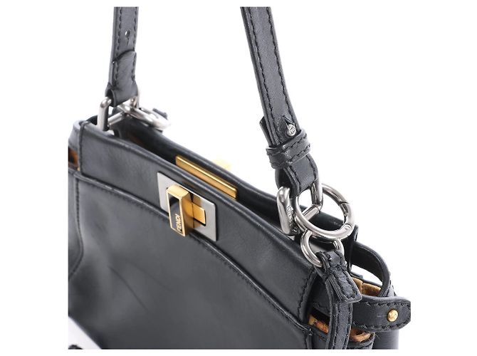 Borsa a mano 2Way Fendi Peekaboo Mini in pelle Nero 8BN227 Marrone - vista 3