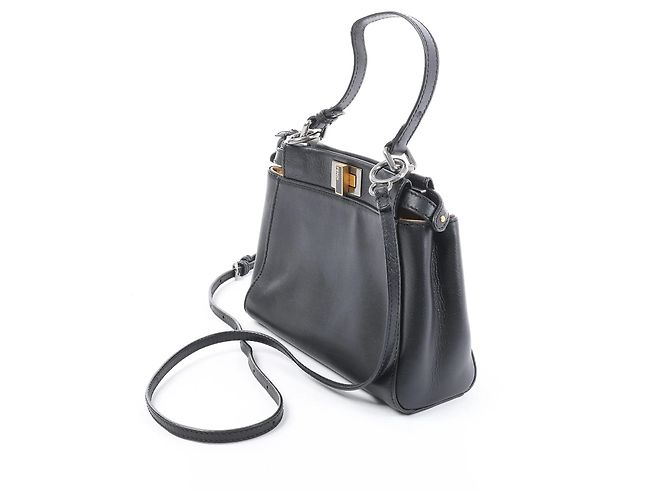 Borsa a mano 2Way Fendi Peekaboo Mini in pelle Nero 8BN227 Marrone - vista 4