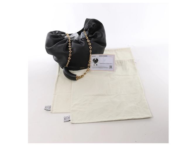 Bolsa de Ombro Loewe Squishy Bag em Couro com Corrente, Preto - vista 12