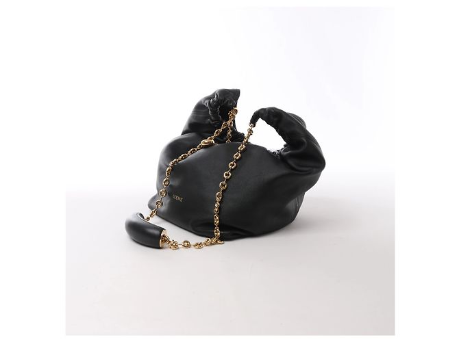 Bolsa de Ombro Loewe Squishy Bag em Couro com Corrente, Preto - vista 2