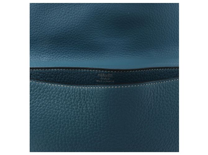 Hermès Sac à Dépêches 27 Taurillon Clemence Handbag in Blue Jean L: 2008 - vista 11