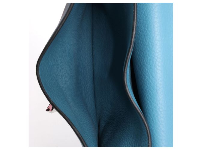 Hermès Sac à Dépêches 27 Taurillon Clemence Handbag in Blue Jean L: 2008 - vista 12