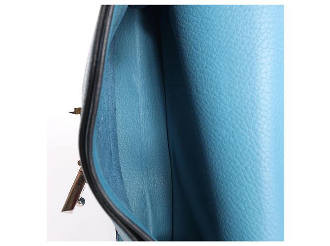 Hermès Sac à Dépêches 27 Taurillon Clemence Handbag in Blue Jean L: 2008 - vista 13