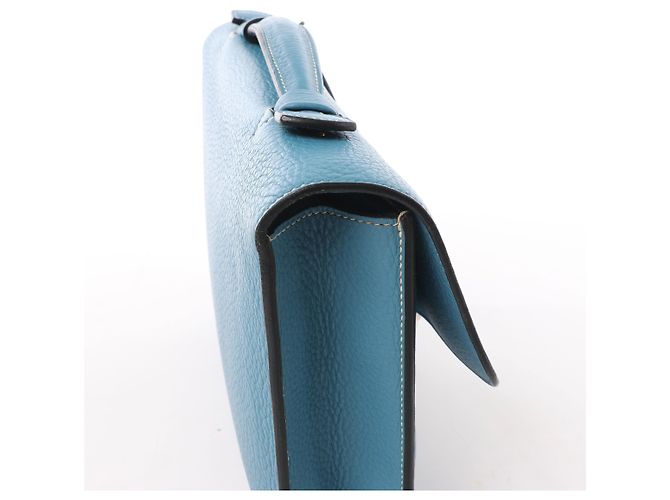 Hermès Sac à Dépêches 27 Taurillon Clemence Handbag in Blue Jean L: 2008 - vista 4