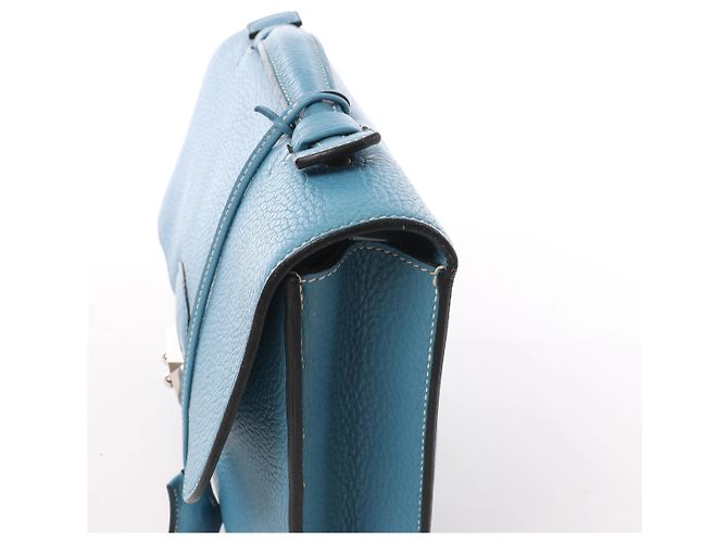 Hermès Sac à Dépêches 27 Taurillon Clemence Handbag in Blue Jean L: 2008 - vista 5