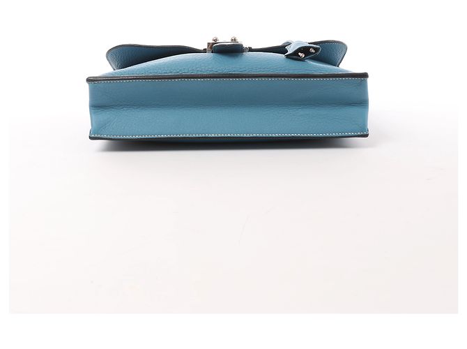 Hermès Sac à Dépêches 27 Taurillon Clemence Handbag in Blue Jean L: 2008 - vista 7