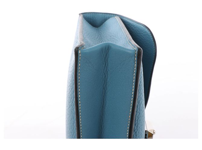 Hermès Sac à Dépêches 27 Taurillon Clemence Handbag in Blue Jean L: 2008 - vista 8