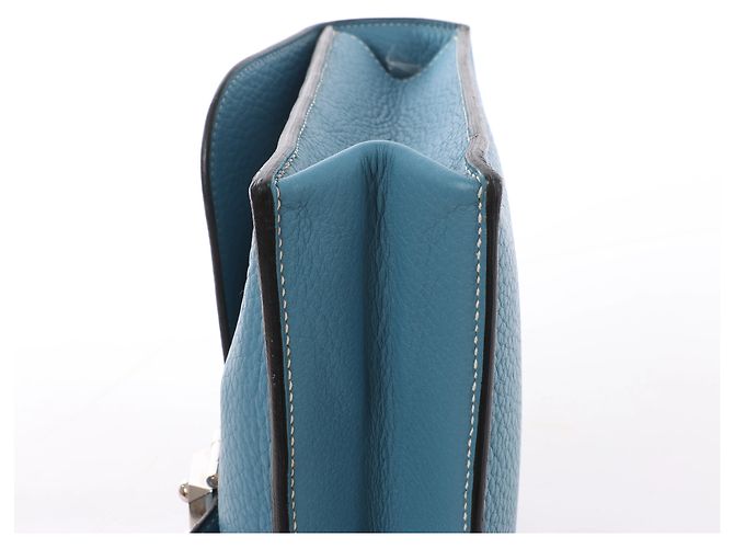 Hermès Sac à Dépêches 27 Taurillon Clemence Handbag in Blue Jean L: 2008 - vista 9