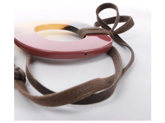 Collana Hermès Isthme in corno di bufalo Brown x Pink Marrone - vista 10