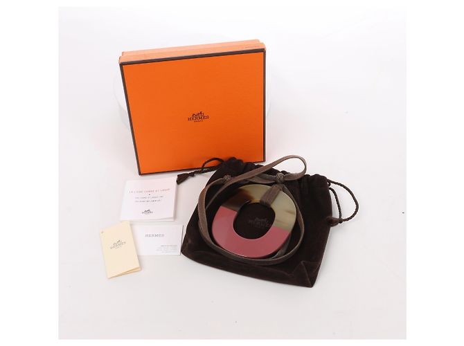 Collana Hermès Isthme in corno di bufalo Brown x Pink Marrone - vista 11