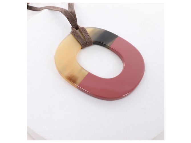 Collana Hermès Isthme in corno di bufalo Brown x Pink Marrone - vista 2