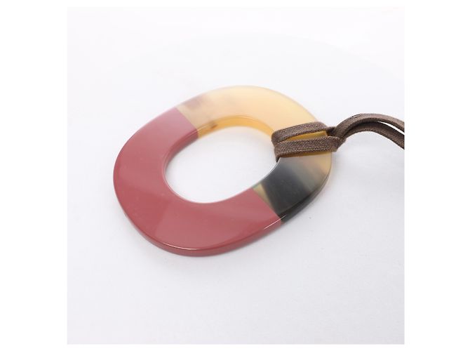Collana Hermès Isthme in corno di bufalo Brown x Pink Marrone - vista 3