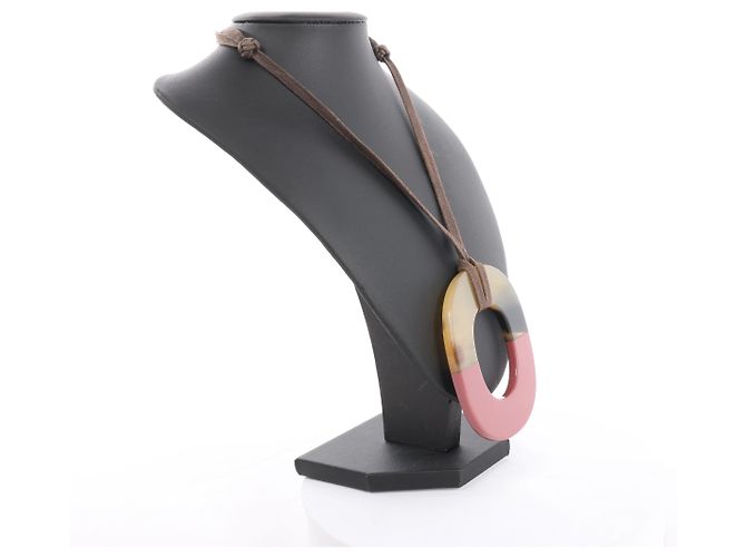 Collana Hermès Isthme in corno di bufalo Brown x Pink Marrone - vista 6