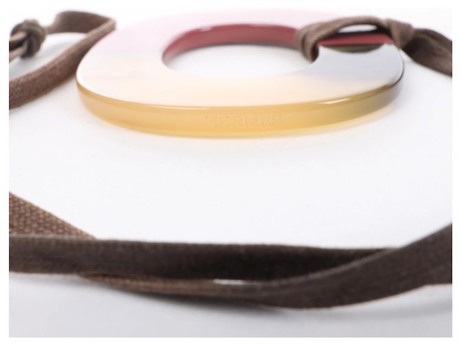 Collana Hermès Isthme in corno di bufalo Brown x Pink Marrone - vista 8