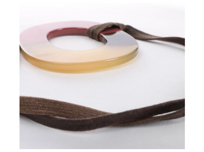 Collana Hermès Isthme in corno di bufalo Brown x Pink Marrone - vista 9