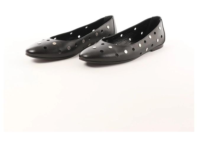 Hermès Serie Button Punching Sack Leather Ballet Flats un Black, Size 39 EU - view 2