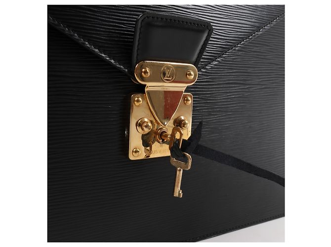Mala de mão e pasta Louis Vuitton Serviette Ambassadeur em couro Epi preto - vista 6