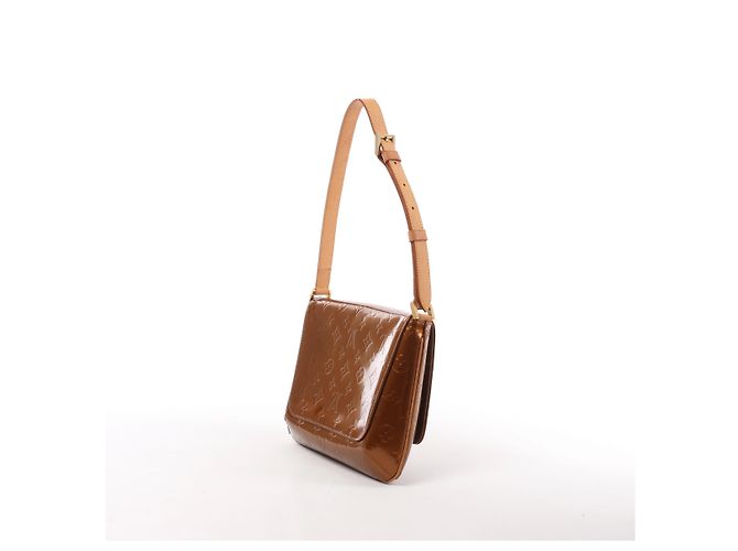 Borsa a tracolla Louis Vuitton Thompson Street in pelle Vernis marrone - vista 3
