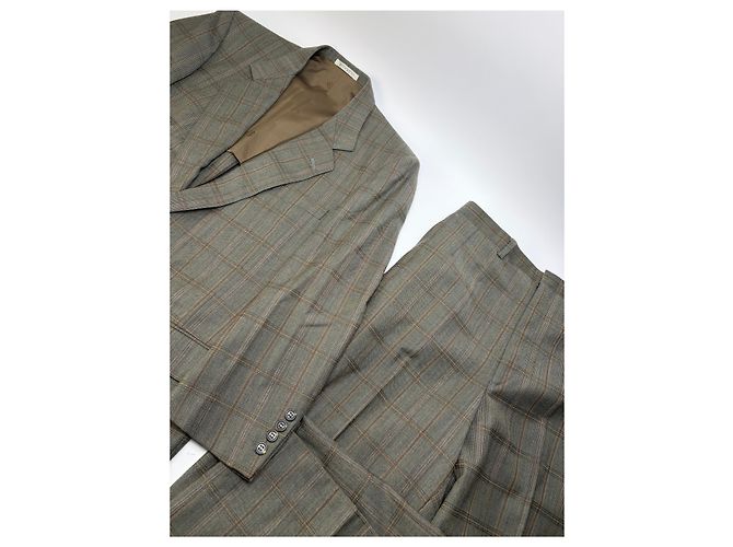 Vintage Givenchy Herren-Wollanzug-Set kariert Ende der 1980er M Grau - Ansicht 2