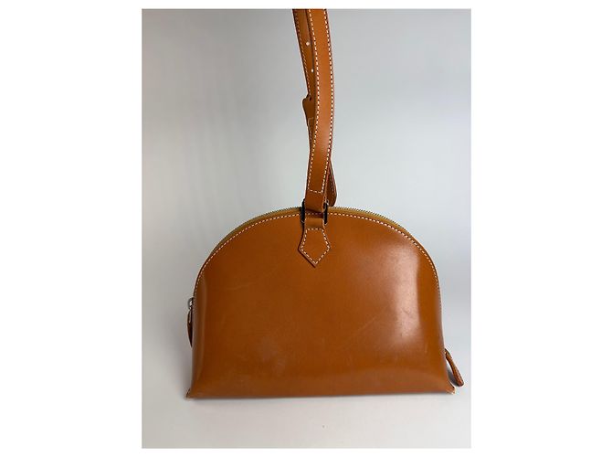 Courreges Vintage Courrèges Strukturierte Lederhandtasche mit Tragegriff Ende der 1990s Tan Kamel - Ansicht 2