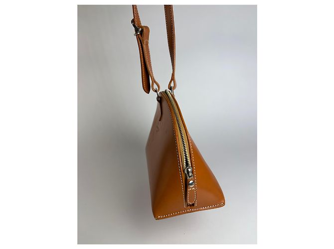 Courreges Vintage Courrèges Strukturierte Lederhandtasche mit Tragegriff Ende der 1990s Tan Kamel - Ansicht 6