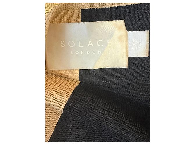 Autre Marque Solace Langes Strickkleid Schwarz und Beige - Ansicht 4