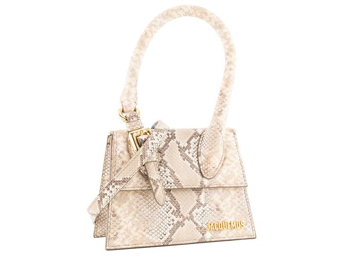 JACQUEMUS - Bolsa de ombro Chiquito médio Jacquemus em couro com efeito piton Cinza - vista 2