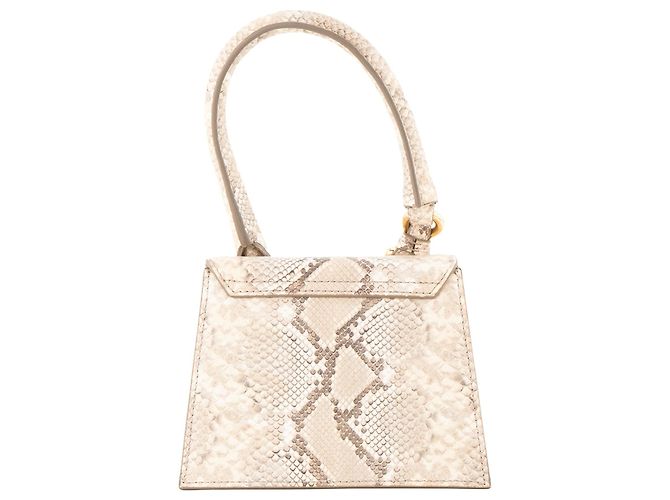 JACQUEMUS - Bolsa de ombro Chiquito médio Jacquemus em couro com efeito piton Cinza - vista 3