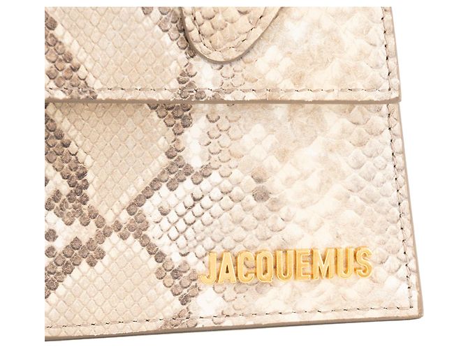 JACQUEMUS - Bolsa de ombro Chiquito médio Jacquemus em couro com efeito piton Cinza - vista 5