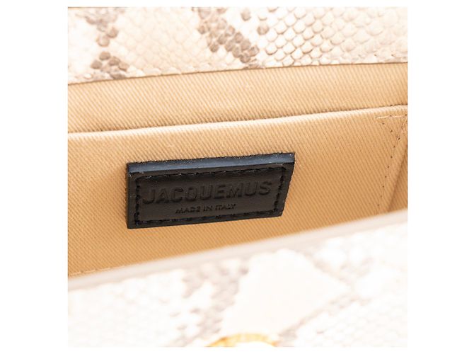 JACQUEMUS - Bolsa de ombro Chiquito médio Jacquemus em couro com efeito piton Cinza - vista 7
