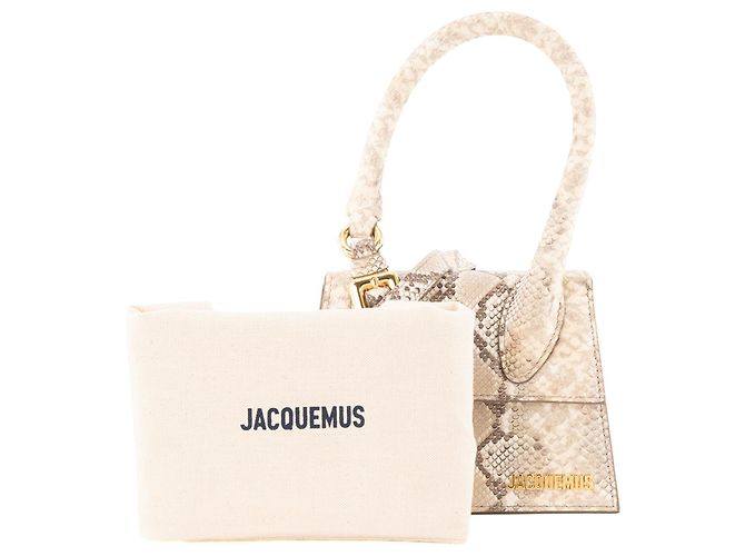 JACQUEMUS - Bolsa de ombro Chiquito médio Jacquemus em couro com efeito piton Cinza - vista 9