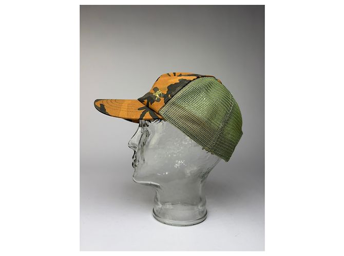 Cappellino Vintage Burberry Camo Mesh c. 2010s Orange Green Arancione - vista 10
