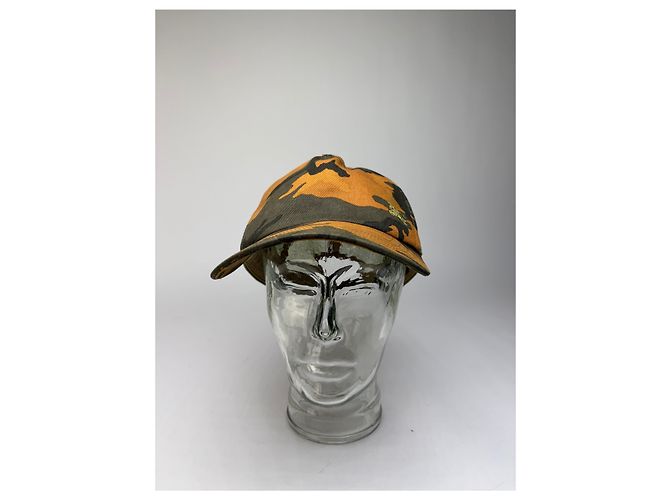 Cappellino Vintage Burberry Camo Mesh c. 2010s Orange Green Arancione - vista 11