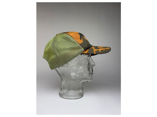 Cappellino Vintage Burberry Camo Mesh c. 2010s Orange Green Arancione - vista 12