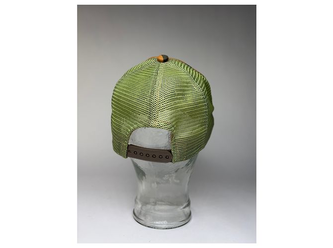 Cappellino Vintage Burberry Camo Mesh c. 2010s Orange Green Arancione - vista 13