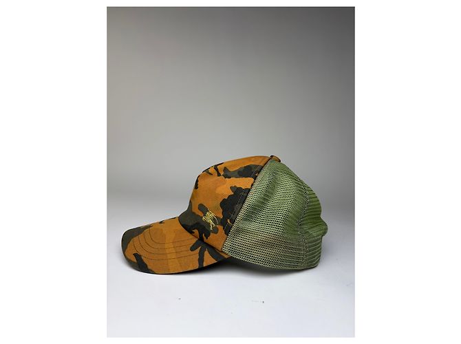 Cappellino Vintage Burberry Camo Mesh c. 2010s Orange Green Arancione - vista 3