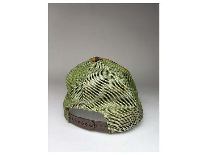 Cappellino Vintage Burberry Camo Mesh c. 2010s Orange Green Arancione - vista 7