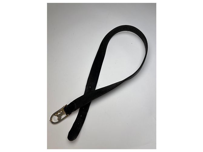 Céline Vintage Celine Ledergürtel mit Pferde- und Wagen-Schnalle c. 1970s Schwarz - Ansicht 3