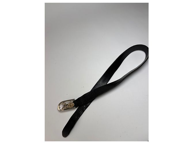 Céline Vintage Celine Ledergürtel mit Pferde- und Wagen-Schnalle c. 1970s Schwarz - Ansicht 4