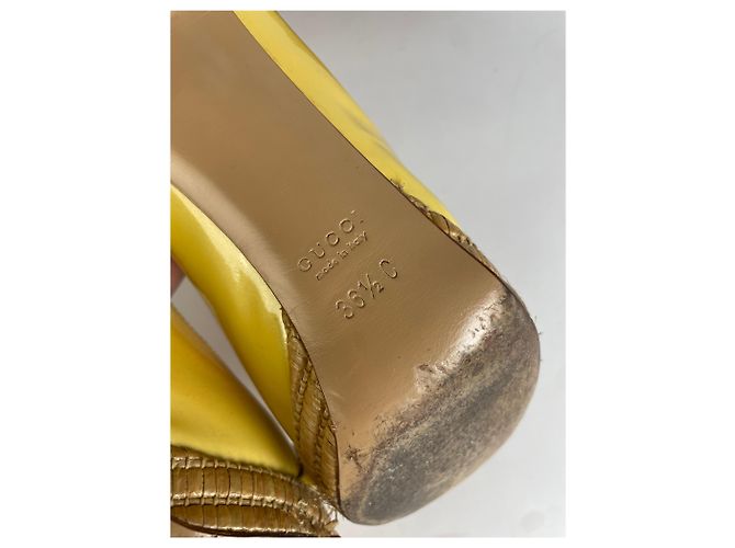 Décolleté platform peep-toe in vernice Gucci Vintage c. fine anni 2000 Giallo EU36.5 - vista 11