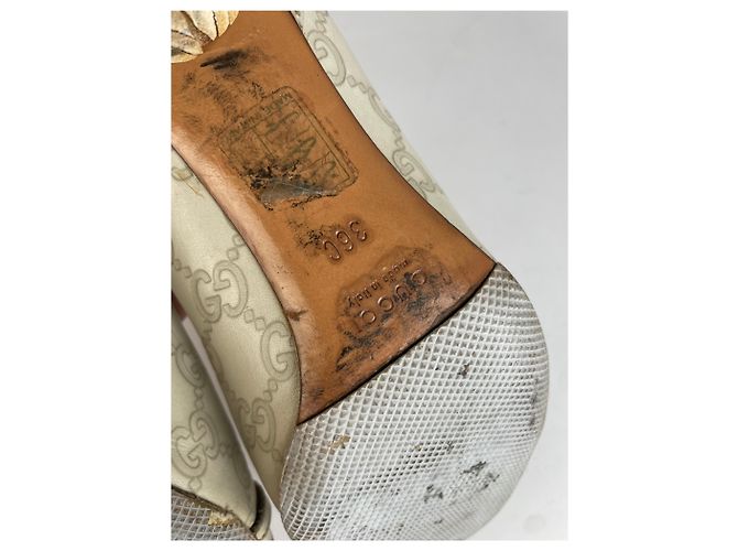 Vintage Gucci GG Monogram Canvas Chain Pumps Anfang 2000er Cream EU36 Beige - Ansicht 10