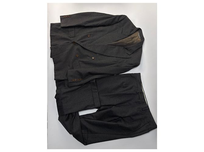 Céline Vintage Celine Zweireihiger Wollanzug Dunkelgrau M - Ansicht 15