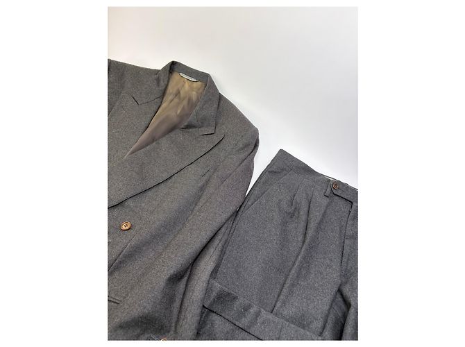 Céline Vintage Celine Zweireihiger Wollanzug Dunkelgrau M - Ansicht 2