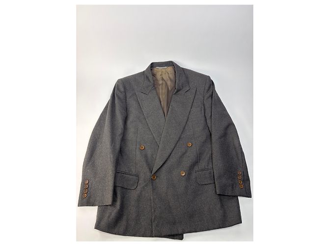 Céline Vintage Celine Zweireihiger Wollanzug Dunkelgrau M - Ansicht 3