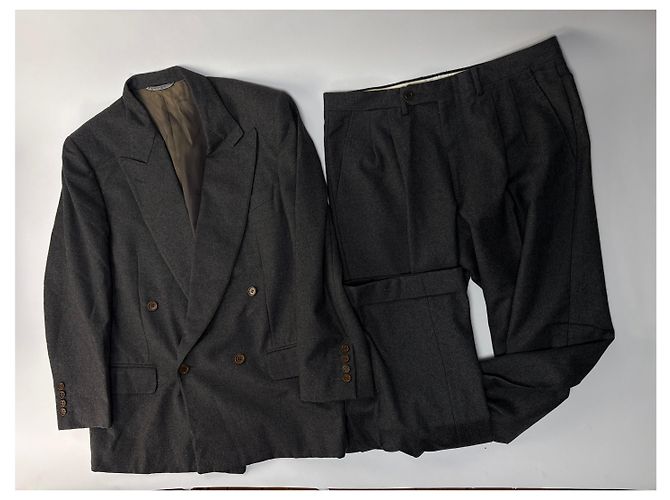 Céline Vintage Celine Zweireihiger Wollanzug Dunkelgrau M - Ansicht 7